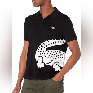 Lacoste Men’s Large Croc Black Polo Short Top Size XL